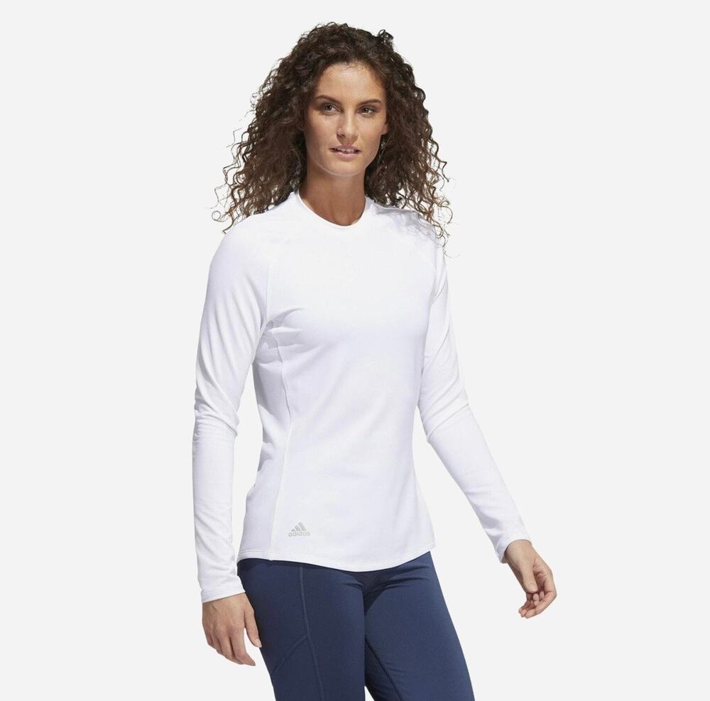 Adidas Women’s White Textured Long Sleeve Crew Golf Tee Size XL